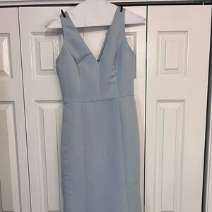 Amsale bridesmaid dress in “Ice” blue